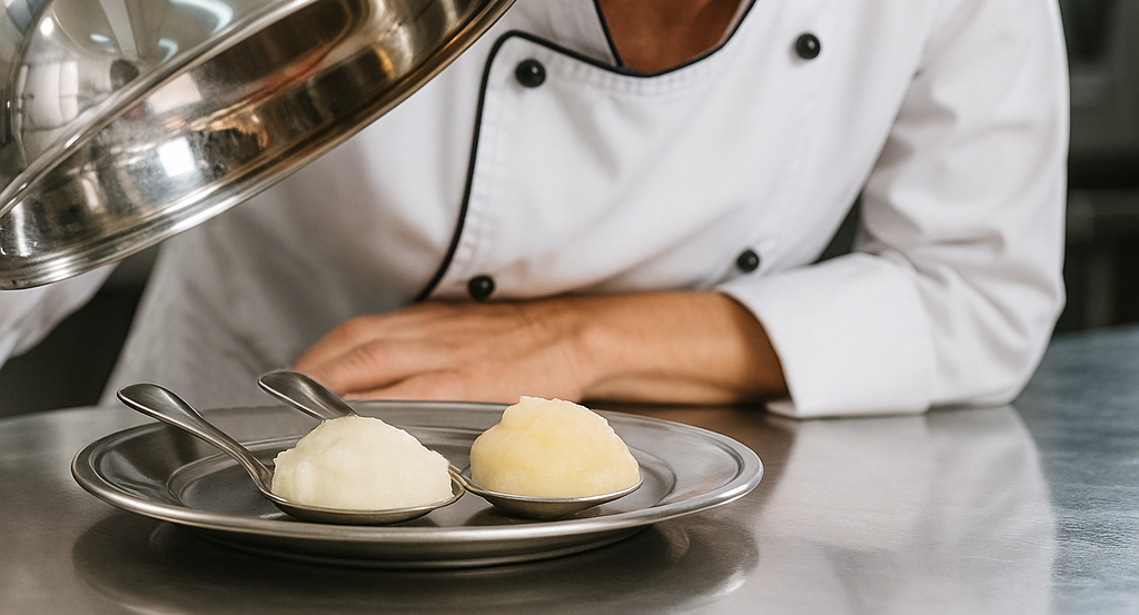 female chef presenting beef tallow
